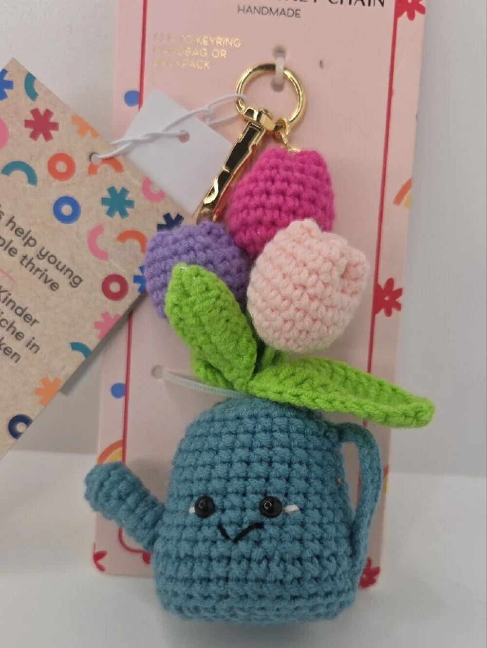 💙▪️Piper K ▪️Uk Exclusive Crochet Flowers Blue Watering Can Bag Charm Key Chain